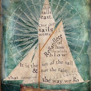 Sailboat, with quote, 8 x10 digital printable download