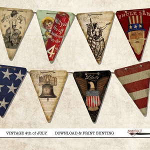 Vintage 4th of July Bunting Flags