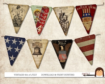 Vintage 4th of July Bunting Flags