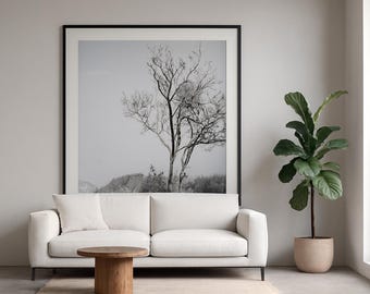 Minimalist Tree Photography Print: Black and White Nature Art (Digital Download)