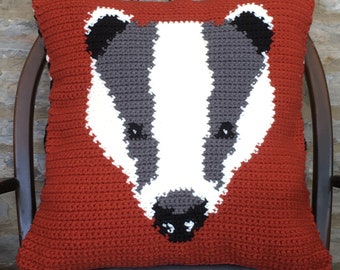 PDF Crochet Pattern - Woodland Friends Badger Cushion