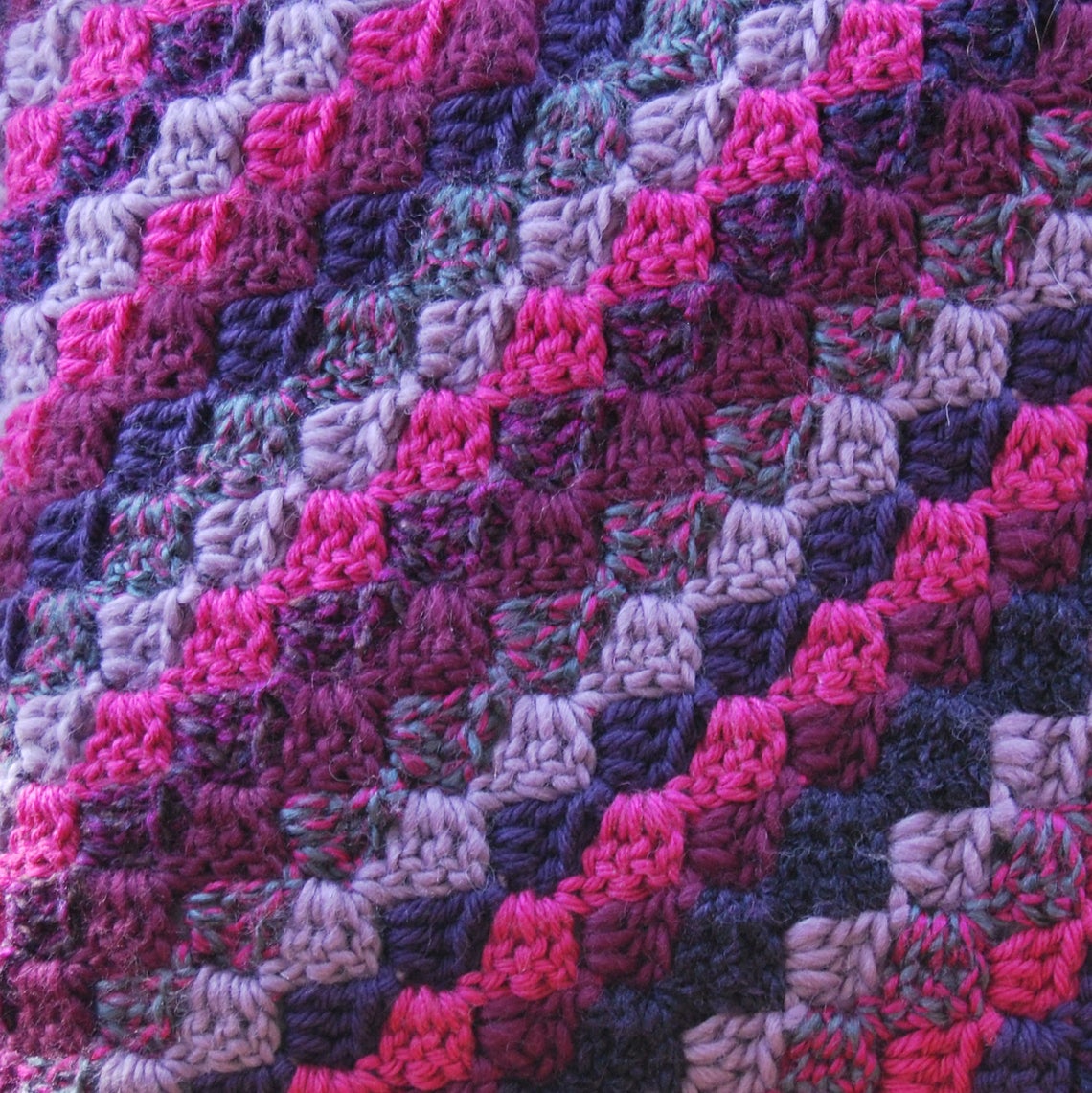 Hand Crocheted Cushion Pillow Cover in Shades of Pink Purple Etsy
