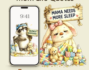 Funny Mom Life Quotes Phone Wallpaper, Sarcastic Lock Screen, Moody Minimal, 4K (Digital Download)