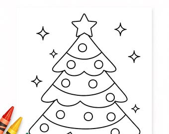 Página para colorear de árbol de Navidad • Actividad navideña para niños • PDF imprimible de vacaciones • Manualidad de invierno para niños • Descarga instantánea