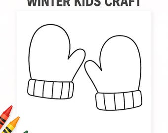 Página para colorear de mitones para imprimir • Hoja para colorear de invierno para niños • Actividad para un día de nieve en PDF • Imprimible de invierno lindo • Descarga instantánea