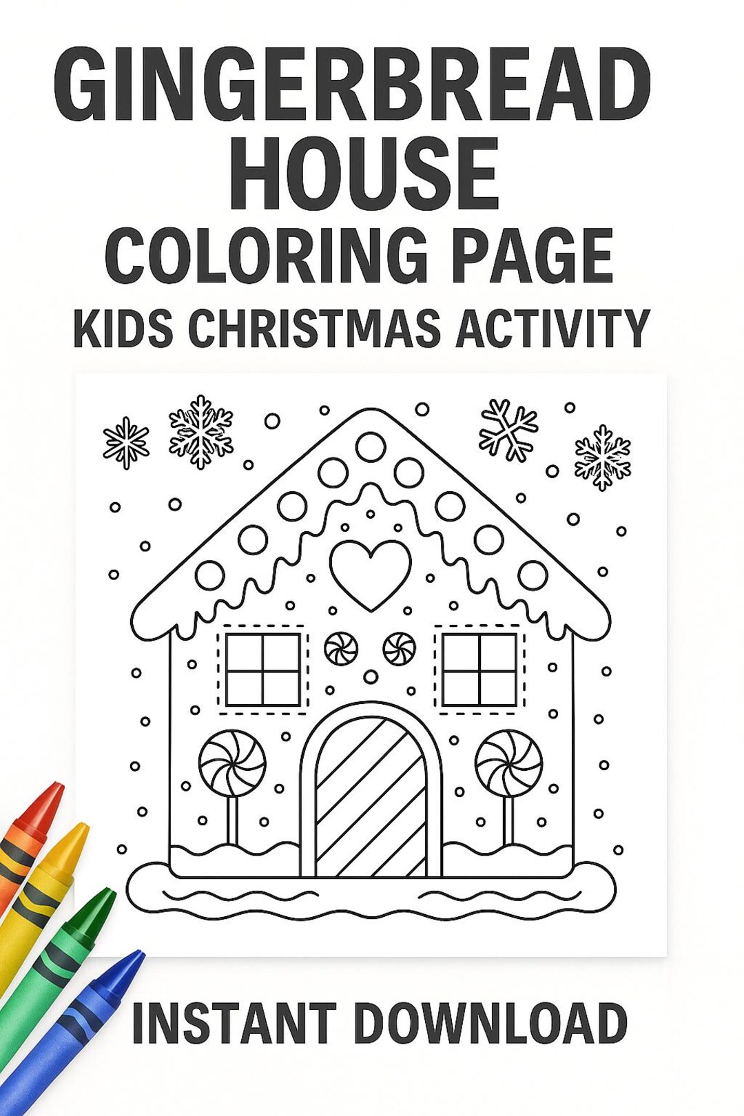 Gingerbread House Coloring Page Printable • Christmas Coloring Sheet ...