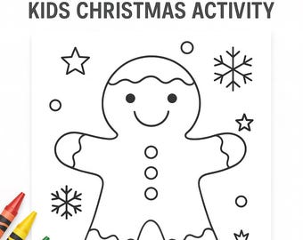 Página para colorear de Hombre de Jengibre • Hoja para colorear de Navidad para niños • PDF festivo • Actividad navideña imprimible • Descarga instantánea