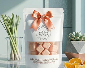 Pastillas de ducha energizantes de naranja y hierba limón • Regalo de lujo para un ritual de autocuidado