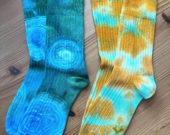 2 pares de calcetines unisex de punto fino acanalado de viscosa de bambú teñidos a mano