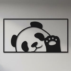 Panda Metal Wall Art | Modern Animal Silhouette, Nursery Decor