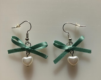 Parisian Pastel Dream macaron coquette earrings – Bow & Eiffel Tower y2k