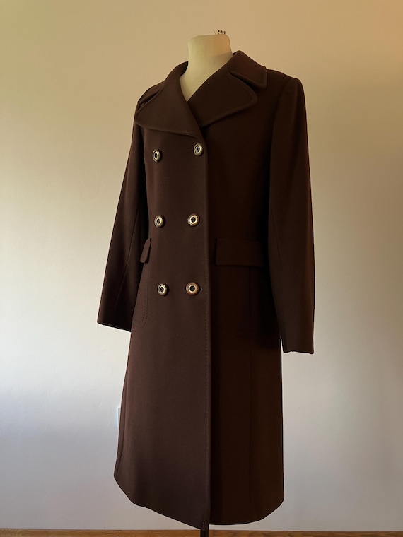 Marks & Spencer, Vintage 1970s St Michael chocolate brown Double-Breasted Coat Made in UK