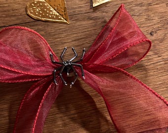Black widow bow coquette whimsy gothic spider hairpiece