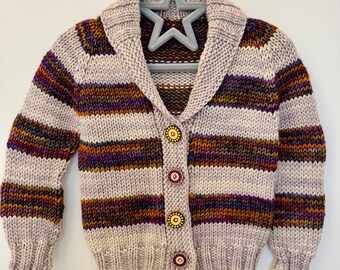 Hand Knit Baby Cardigan (Option 1) Size 3-6 months