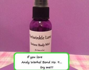 Andy Warhol Bond No. 9 type Body Mist, Lotion, Body Milk, Roll on Oil, Body Milk, Body Wash, Body Powder, Aftershave or Laundry Detergent