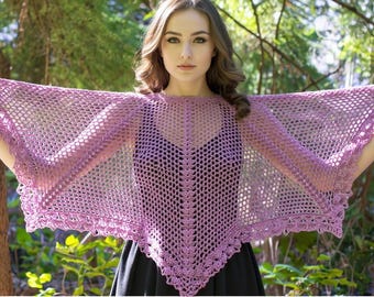 Crochet Prayer Shawl Pattern, Triangle Lace Wrap (PDF Digital Download)
