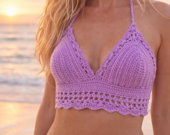 Ausgebogtes Häkelbikini-Oberteil Muster (PDF Download)