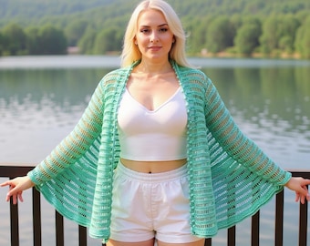 Modèle PDF de haussement d'épaules au crochet bohème, cardigan d'été léger (motif numérique)