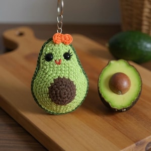 Amigurumi Avocado Keychain Crochet Pattern PDF, Cute Fruit Toy Tutorial, Handmade Avocado Amigurumi, DIY Keyring Gift Idea