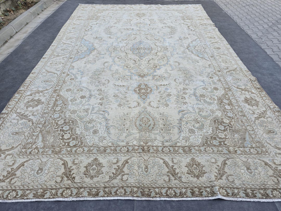 10x16 Oversize Rug, Neutral Living Room Rug, Vintage Area Rug, Faded ...