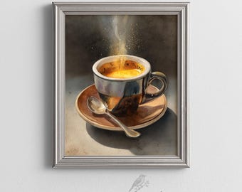 Kitchen Wall Art Coffee Cup Painting Rustic Coffeehouse Espresso Coffee Bar Wall Decor Gift Watercolor Printable Poster Digital Download 479