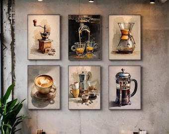 Coffee Wall Art Coffee Table Decor Set of 6 Kitchen Wall Art Instant Coffee Lover Gift Bundle Printable Coffee Bar Poster Digital Download 3