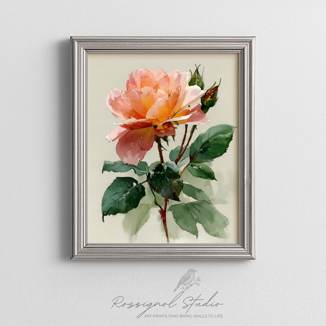 Cottagecore Muted Blush Rose Printable Wall Art - Soft Vintage ...