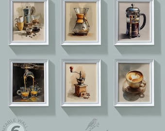 Rustic Vintage Coffee Wall Art Set of 6 Kitchen Wall Decor Bundle Cozy Printable Coffee Bar Decor Barista Prints, Digital Download 3