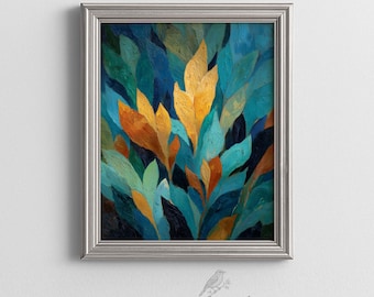 Abstract Botanical Printable Wall Art Modern Minimalist Living Room Decor Print Leaf Painting Printable Nature-Inspired Digital Download 356