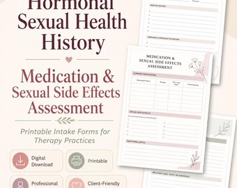 Medical,  Hormonal Sexual Health History , Medication & Sexual Side Effects Assessment | Printable Therapy Intake Forms