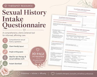 Sexual History Intake Questionnaire | Therapist Intake Form | Sex Therapy Assessment | Sexual Wellness Counseling Resource