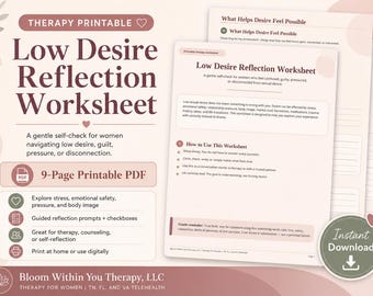 Low Desire Reflection Worksheet for Women | Low Libido Therapy Printable | Sex Therapy Worksheet | Sexual Wellness PDF