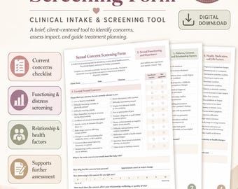 Sexual Concern Screening Form | Therapist Intake Assessment | Sexual Health Therapy Worksheet | Clinical Screening Tool