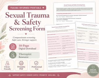 Sexual Trauma & Safety Screening Form | Trauma-Informed Therapist Resource | Printable Clinical Screening Tool