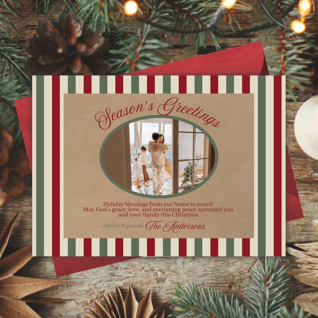 Religious Christmas Card Template, Faith Based Holiday Greeting