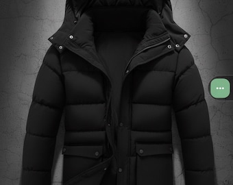 Men's Black Puffer Coat, Lightweight High Collar Streetwear