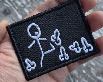 Toppa morale ricamata con figura stilizzata umoristica – Supporto con gancio tattico