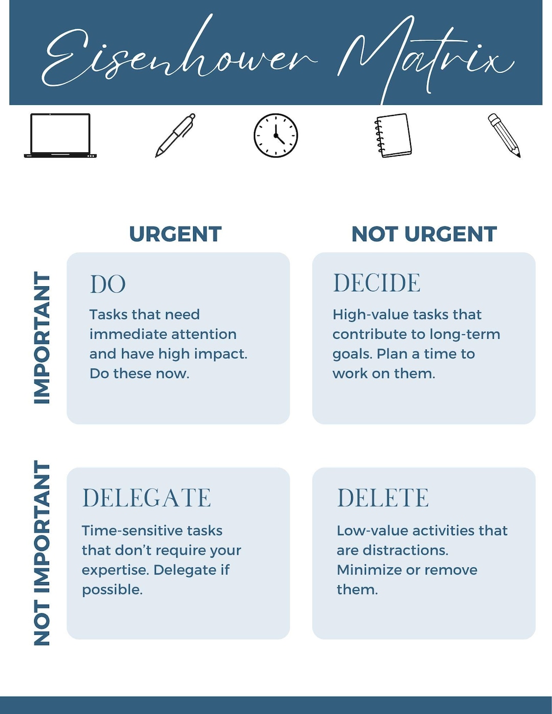 Eisenhower Matrix Worksheet | Printable Productivity Planner | Task ...