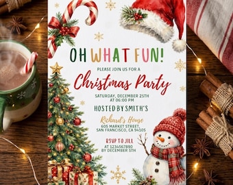 Editable Christmas Party Invitation Template, Holiday Party Invite,Printable Christmas Invitation, Family Gathering Invite, Instant Download
