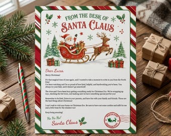 Editable Letter From Santa, Personalized Santa Letter Template, Canva Christmas Letter for Kids, Instant Download