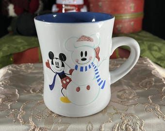Disney Mickey & Snowman Embossed Christmas Mug