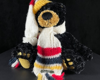 Eddie Bauer Black Bear Plush with Signature Knit Scarf & Hat – Classic Winter Cabin Collectible (9")