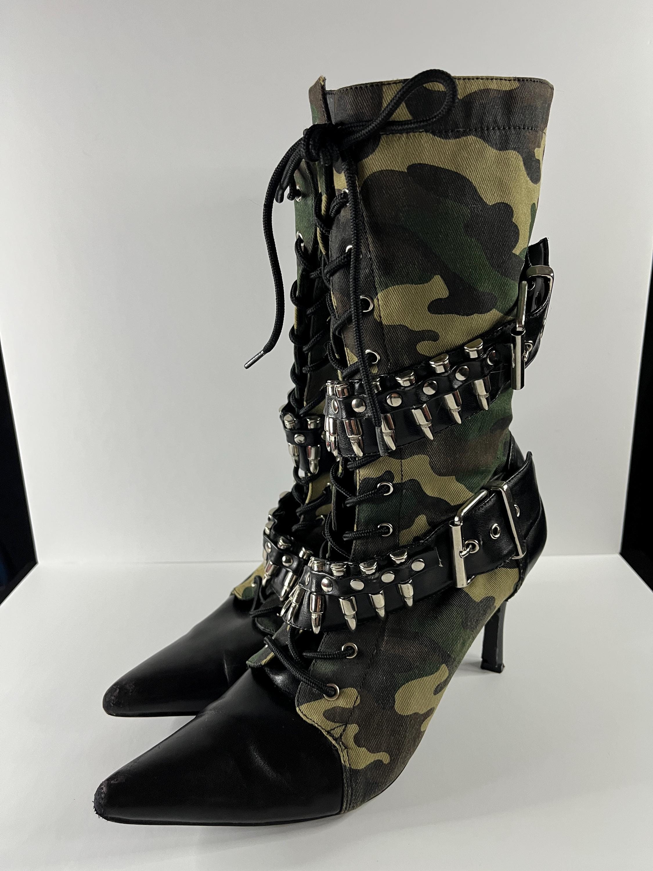Sz 13 Mens 80s Stracam Biker Western Punk Goth Boots Bullet Chain Buckle 80s Biker Boots - Etsy main image 2