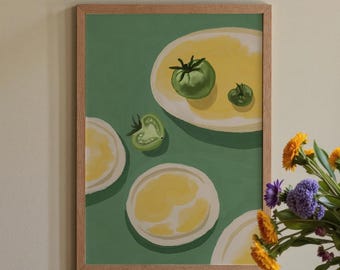 Green Tomato Kitchen Print: Scandi Modern Wall Art (Digital Download)