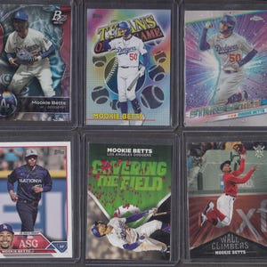 Mookie Betts 6 Card Lot Baseball Cards | NM or Better | Dodgers Red Sox | All Topps (6) - Stars of MLB, Titans of Game, Wall Climbers