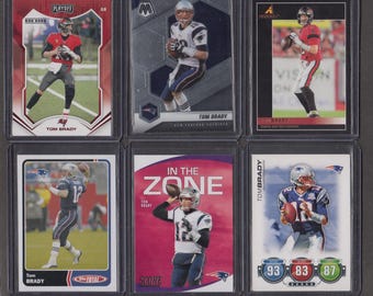 Tom Bady 6 Card Lot Football Cards | NM or Better | New England Patriots | Topps (2), Mosaic, Playoff, Pinnacle, In the Zone | GOAT