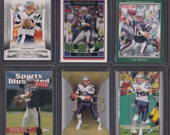 Tom Bady 6 Card Lot Football Cards | NM or Better | New England Patriots | Topps (3), Upper Deck (2), Absolute | GOAT
