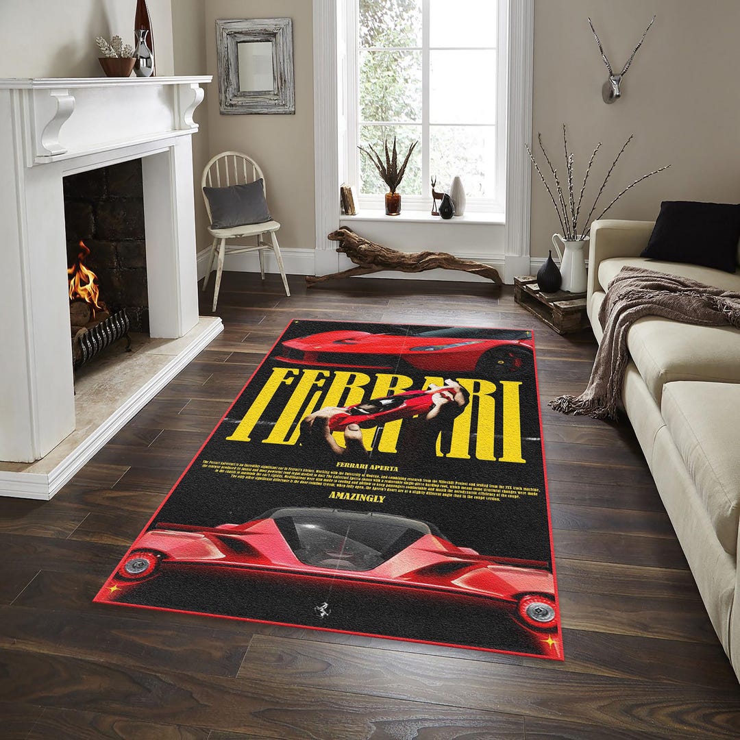 Ferrari Laferrari Rug, Home Decor Rug, Any Size Gaming Room, Non Slip ...