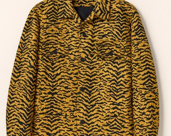 Chaqueta de lana con estampado de tigre vintage: ropa de abrigo unisex retro