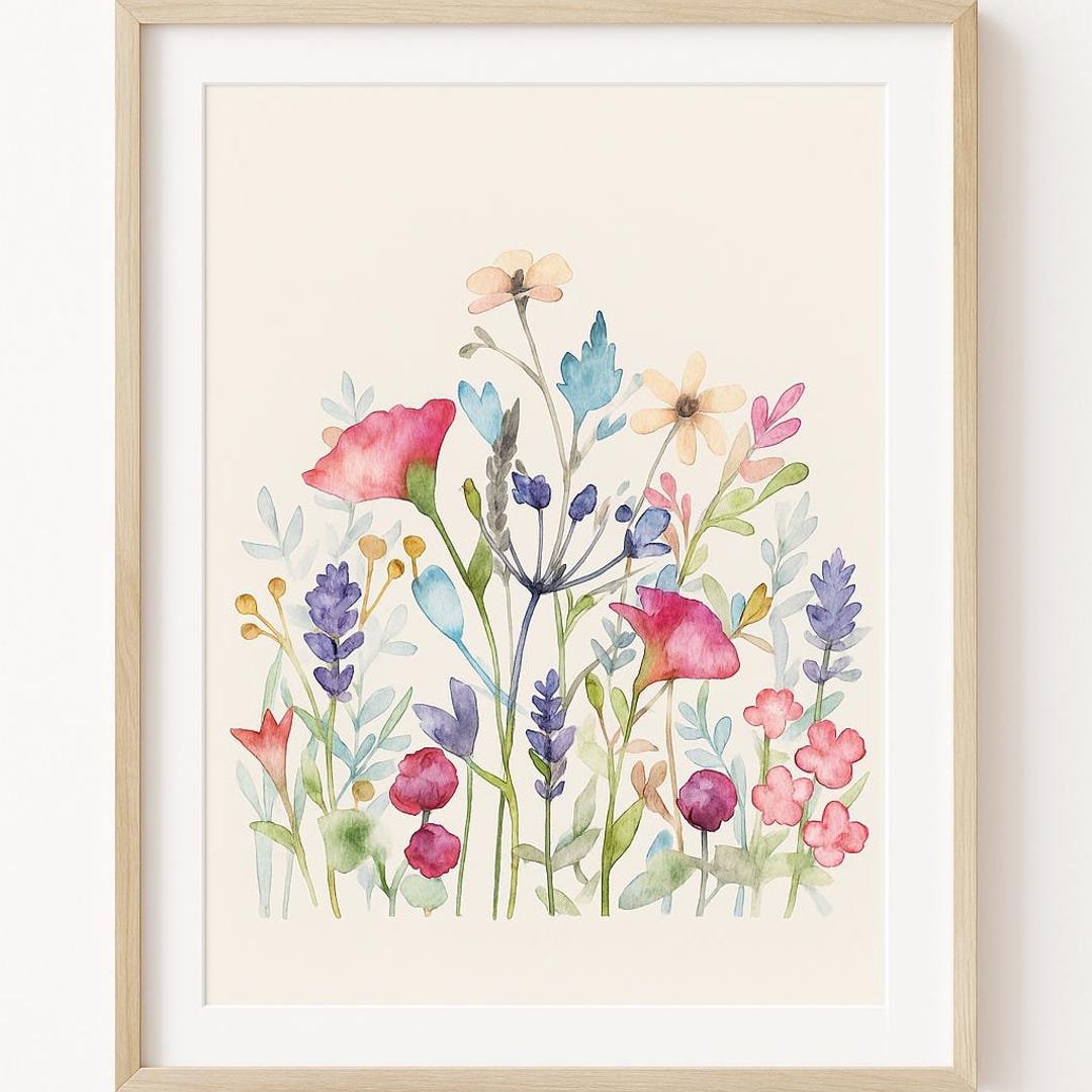 Watercolor Wildflower Art Print | Pastel Floral Home Decor (digital ...